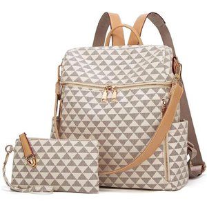 2 Pcs Backpack Purse Women PU Leather Travel Handbag Convertible Design Bag